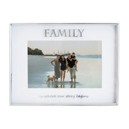 Rackhams Contemporary Silver Plated Metal Family 4x6 Picture Frame for Wall or Table - thumbnail 1