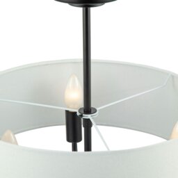 Rackhams Traditional Chandelier Style Semi Flush Ceiling Light in Matte Black with Shade - thumbnail 5