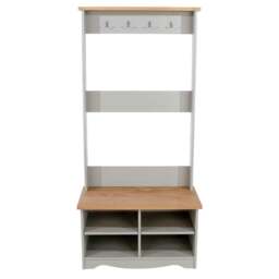 Rackhams Corona Grey Hall Shoe Bench with Hat & Coat Rack - thumbnail 4