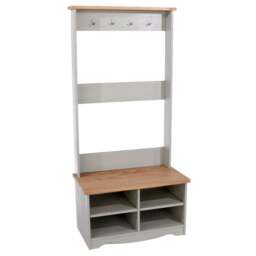 Rackhams Corona Grey Hall Shoe Bench with Hat & Coat Rack - thumbnail 5