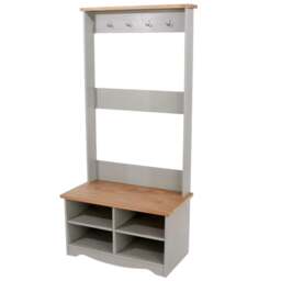 Rackhams Corona Grey Hall Shoe Bench with Hat & Coat Rack - thumbnail 2
