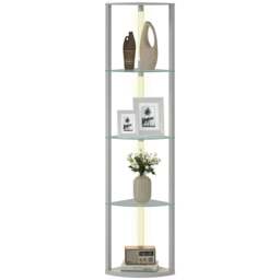 Rackhams LED Floor Lamp with Shelves, Dimmable Standing Lamp with Foot Switch - Grey - 41.5L x 29.5W x 162H cm - Yes, LED integrated - thumbnail 2