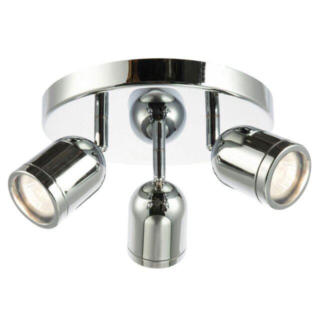 Rackhams Modern Triple Metal Spot IP44 Bathroom Chrome Ceiling with Adjustable Heads - image 1
