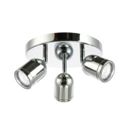Rackhams Modern Triple Metal Spot IP44 Bathroom Chrome Ceiling with Adjustable Heads - thumbnail 4