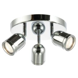 Rackhams Modern Triple Metal Spot IP44 Bathroom Chrome Ceiling with Adjustable Heads