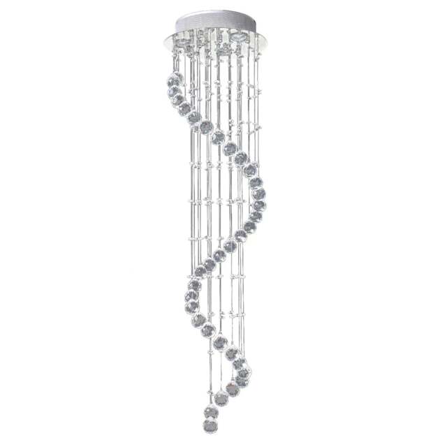 Rackhams Modern Crystal Chandelier Ceiling Light Pendant Lamp Chrome Finish Glass Droplets New, Ф30 x 120cm - image 1