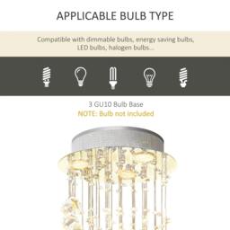 Rackhams Modern Crystal Chandelier Ceiling Light Pendant Lamp Chrome Finish Glass Droplets New, Ф30 x 120cm - thumbnail 6