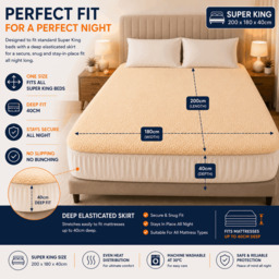 Rackhams Superking Size Electric Heated Blanket Mattress Soft Fleece 9 Heat And 9 Timer Settings Dual Controller Washable - thumbnail 2