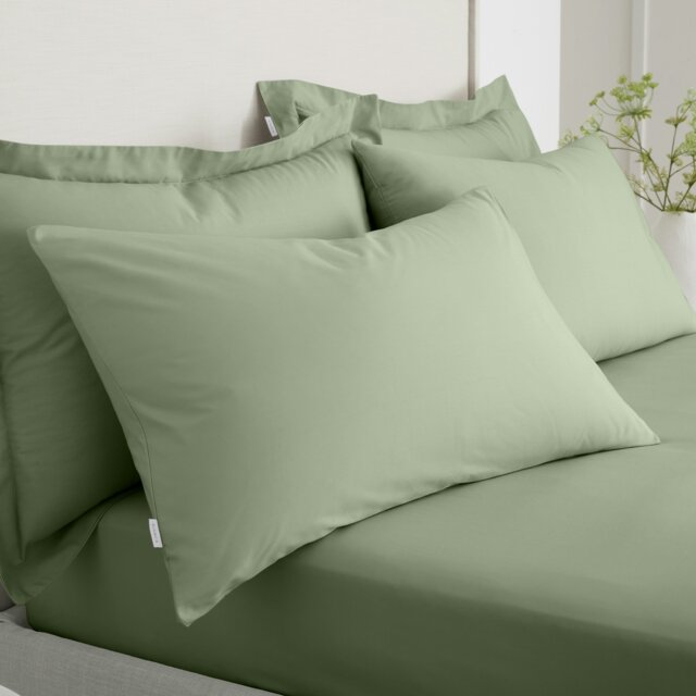 Rackhams 200 Thread Count Cotton Percale Standard Pillowcase Pair - Green - 50x75cm (x2) - image 1