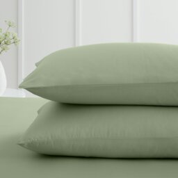 Rackhams 200 Thread Count Cotton Percale Standard Pillowcase Pair - Green - 50x75cm (x2) - thumbnail 2