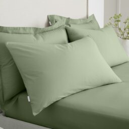 Rackhams 200 Thread Count Cotton Percale Standard Pillowcase Pair - Green - 50x75cm (x2) - thumbnail 1