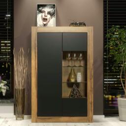 Rackhams Sideboard Cabinet Storage Display Unit Oak Black Matt Cupboard Modern 140 - Matt Body & Matt Doors - Oak, Black - 140 - thumbnail 2