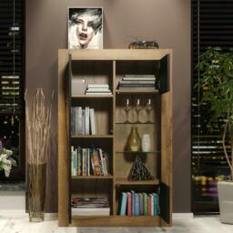 Rackhams Sideboard Cabinet Storage Display Unit Oak Black Matt Cupboard Modern 140 - Matt Body & Matt Doors - Oak, Black - 140 - thumbnail 3