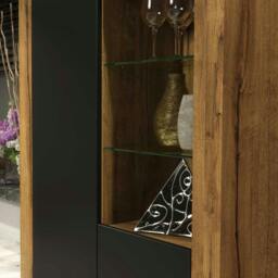 Rackhams Sideboard Cabinet Storage Display Unit Oak Black Matt Cupboard Modern 140 - Matt Body & Matt Doors - Oak, Black - 140 - thumbnail 4
