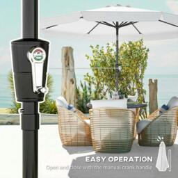 Rackhams 3 m Garden Parasol with Tilt & Crank, UPF30+ Outdoor Table Umbrella - Cream - thumbnail 5