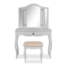 Rackhams Romance 3-Way Dressing Table Mirror. Large Tabletop Mirror - Antique White, Grey Tone - thumbnail 5