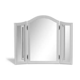 Rackhams Romance 3-Way Dressing Table Mirror. Large Tabletop Mirror - Antique White, Grey Tone