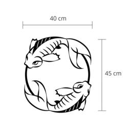 Rackhams Modern Metal Wall Art Japanese Fish Theme Home Ornament Decorative Minimalist Design Hanging Wall Sculpture, Black - Metal - Black - thumbnail 3