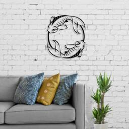 Rackhams Modern Metal Wall Art Japanese Fish Theme Home Ornament Decorative Minimalist Design Hanging Wall Sculpture, Black - Metal - Black - thumbnail 2