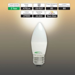 Rackhams E27 Edison Screw LED Candle 4.7W Energy Saving Light Bulbs - Pack of 6 - thumbnail 3