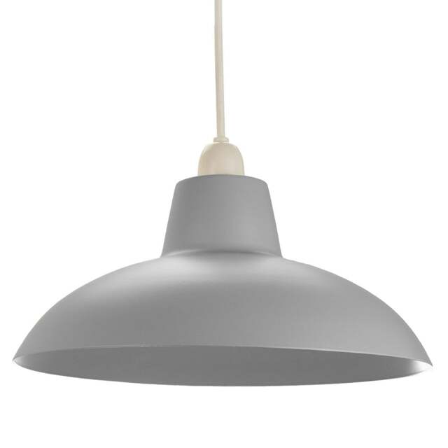 Rackhams Industrial Retro Designed Matt Grey Curved Metal Ceiling Pendant Light Shade - image 1
