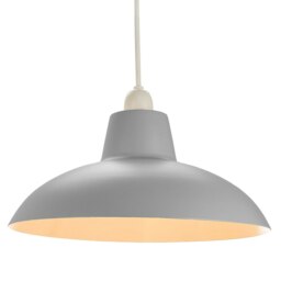 Rackhams Industrial Retro Designed Matt Grey Curved Metal Ceiling Pendant Light Shade - thumbnail 2