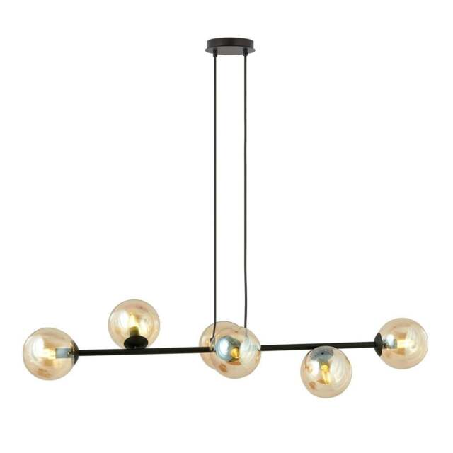 Rackhams ROSSI Pendant lamp  6 x E14 Black with Amber Shade - image 1