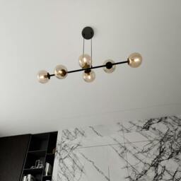 Rackhams ROSSI Pendant lamp  6 x E14 Black with Amber Shade - thumbnail 5