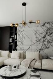 Rackhams ROSSI Pendant lamp  6 x E14 Black with Amber Shade - thumbnail 3