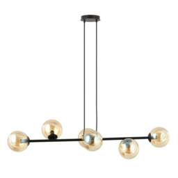 Rackhams ROSSI Pendant lamp  6 x E14 Black with Amber Shade - thumbnail 2