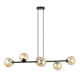 Rackhams ROSSI Pendant lamp  6 x E14 Black with Amber Shade