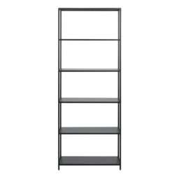 Rackhams Newcastle Tall Bookcase with 5 Shelves in Matt Black - 1 - Black - Metal - thumbnail 2