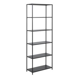 Rackhams Newcastle Tall Bookcase with 5 Shelves in Matt Black - 1 - Black - Metal