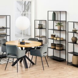 Rackhams Newcastle Tall Bookcase with 5 Shelves in Matt Black - 1 - Black - Metal - thumbnail 6