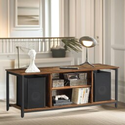 Rackhams 120CM Wide TV Stand Cabinet With Open Shelves Rustic Brown - thumbnail 2