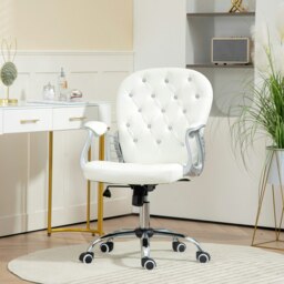 Rackhams Office Chair PU Diamante Padded Ergonomic 360° Swivel White - White - thumbnail 2
