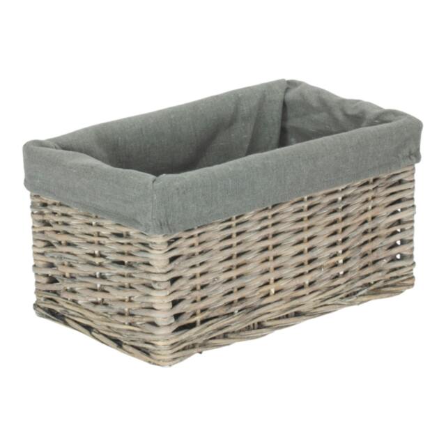 Rackhams Grey Wash Grey Cotton Lined Willow Storage Baskets - Small - Wicker - Grey - image 1