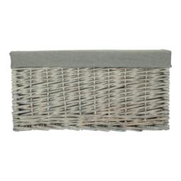 Rackhams Grey Wash Grey Cotton Lined Willow Storage Baskets - Small - Wicker - Grey - thumbnail 6