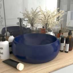 Rackhams Luxury Wash Basin Round Matt Dark Blue 40x15 cm Ceramic - thumbnail 1