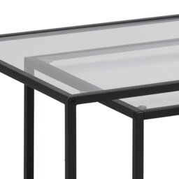 Rackhams Seaford Black Metal Coffee Table Set with Glass Top - 1 - Black - Black - thumbnail 6