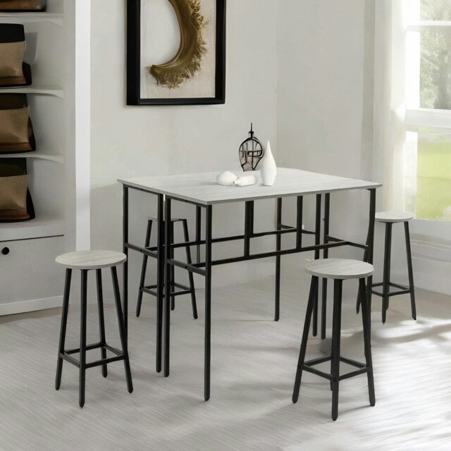 Rackhams 6PC Industrial Dining Table And Stools Set Grey - image 1