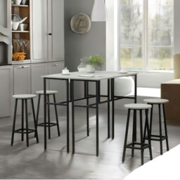 Rackhams 6PC Industrial Dining Table And Stools Set Grey - thumbnail 4