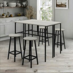 Rackhams 6PC Industrial Dining Table And Stools Set Grey - thumbnail 3