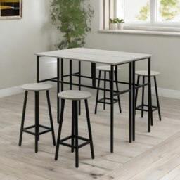 Rackhams 6PC Industrial Dining Table And Stools Set Grey - thumbnail 2