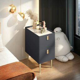 Rackhams Corona Bedside Table - Grey - 30cm - thumbnail 2