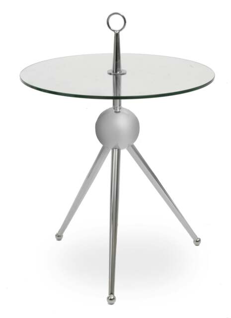 Rackhams Oria Clear Glass Stainless Steel Silver Frame Side Table - image 1