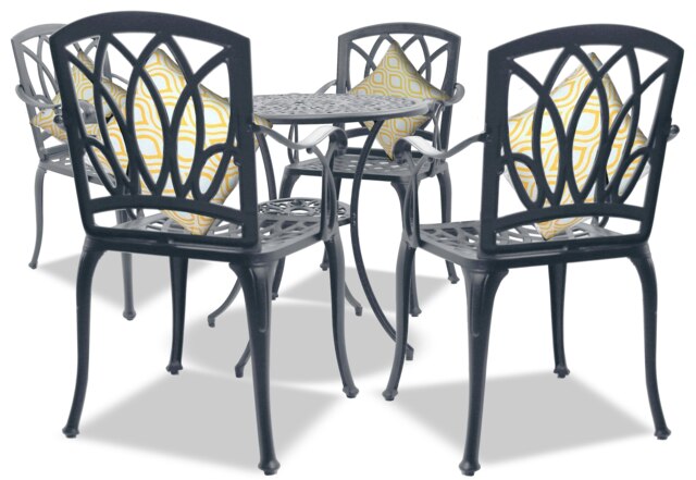 Rackhams POSITANO Luxurious Garden and Patio Table and 4 Large Chairs with Armrests Cast Aluminium Bistro Set - Grey - image 1