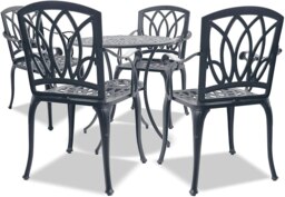 Rackhams POSITANO Luxurious Garden and Patio Table and 4 Large Chairs with Armrests Cast Aluminium Bistro Set - Grey - thumbnail 2