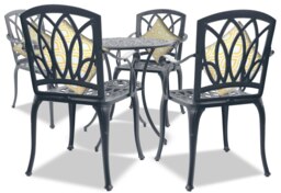 Rackhams POSITANO Luxurious Garden and Patio Table and 4 Large Chairs with Armrests Cast Aluminium Bistro Set - Grey - thumbnail 1
