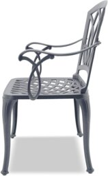 Rackhams POSITANO Luxurious Garden and Patio Table and 4 Large Chairs with Armrests Cast Aluminium Bistro Set - Grey - thumbnail 5